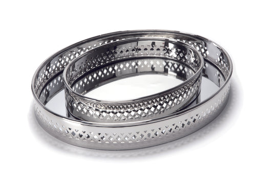 Bandeja Oval com Espelho Cromo