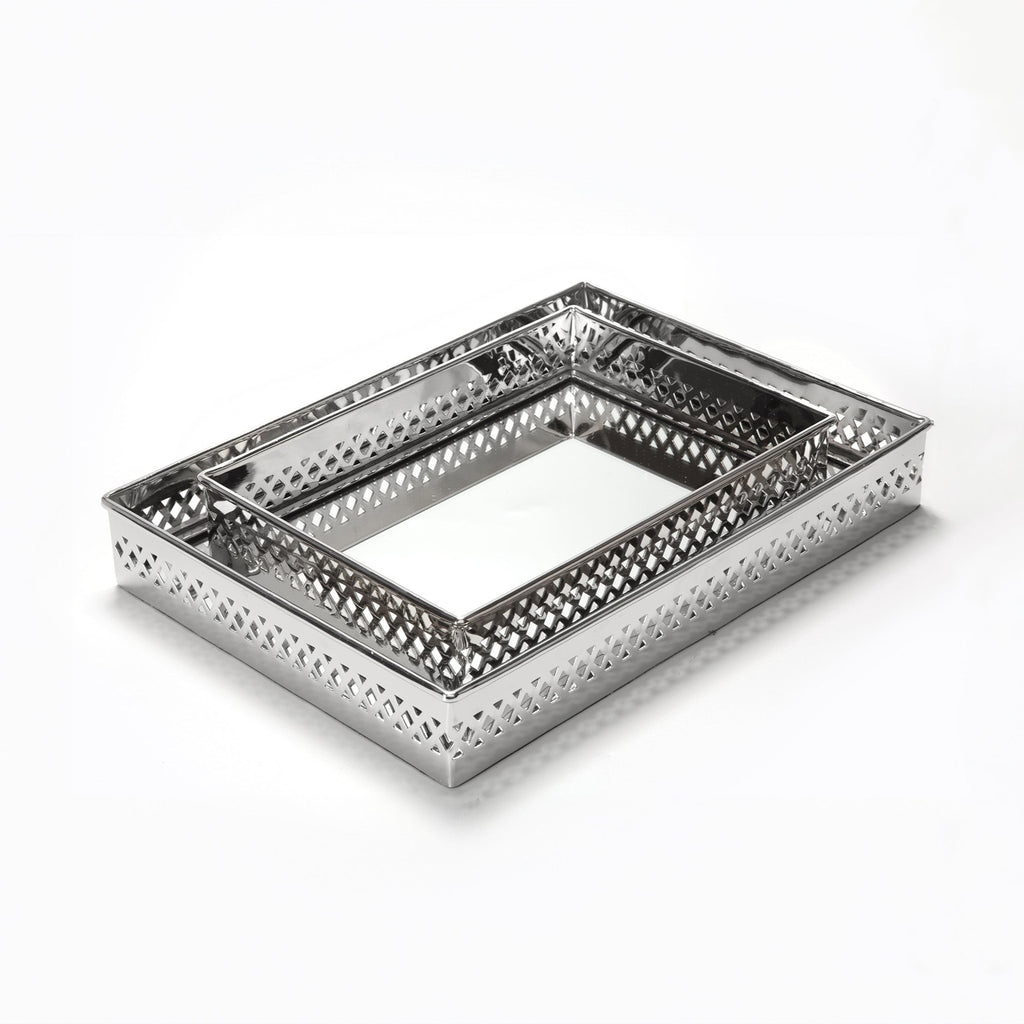 Bandeja Retangular com Espelho Cromo