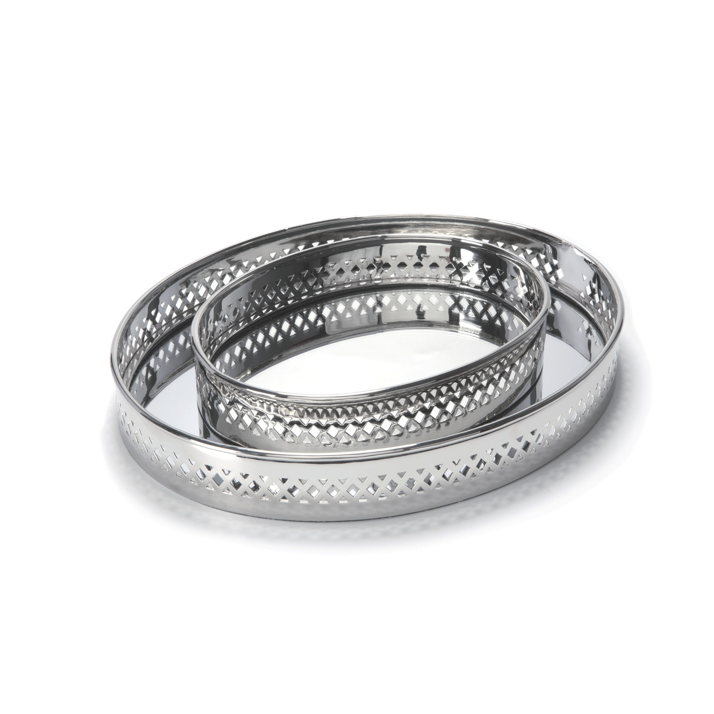 Bandeja Oval com Espelho Cromo