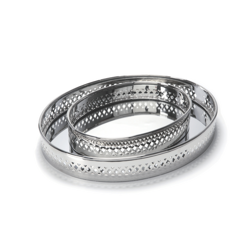 Bandeja Oval com Espelho Cromo