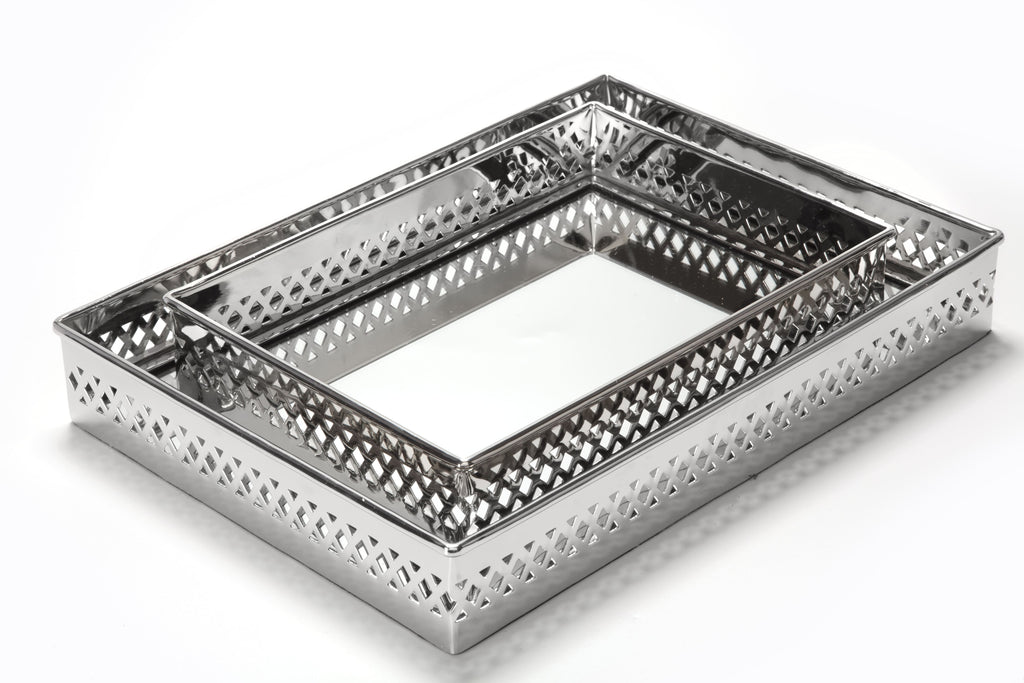 Bandeja Retangular com Espelho Cromo